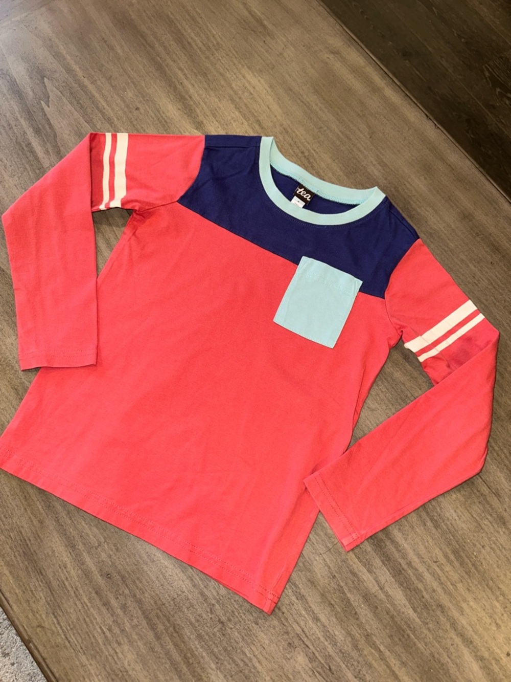 Tea Collection Coral, Navy & Aqua Colorblock Long-Sleeve Tee